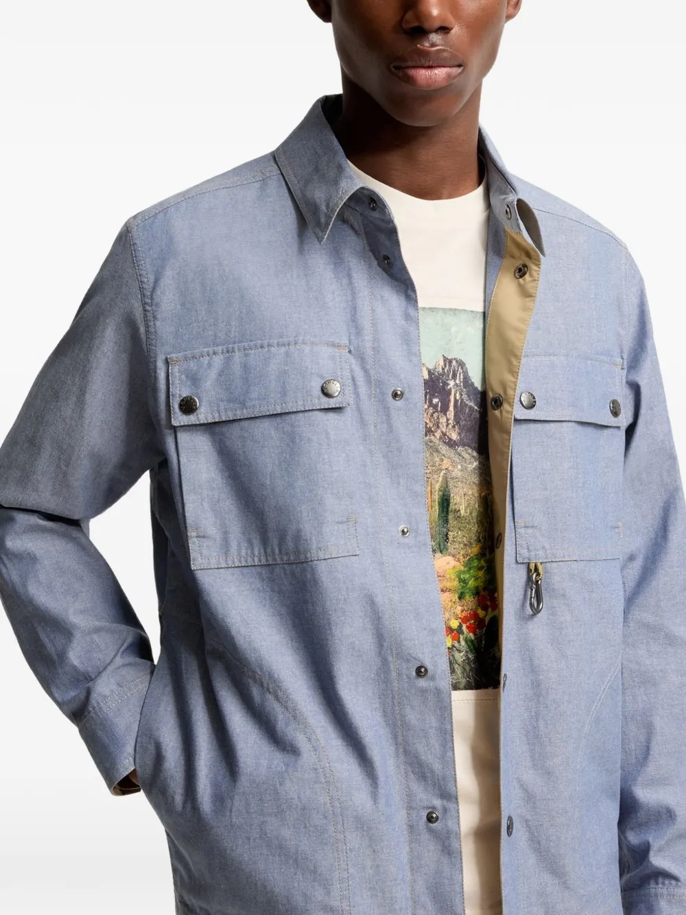Moncler Grenoble Chambray overhemd met lange mouwen Blauw