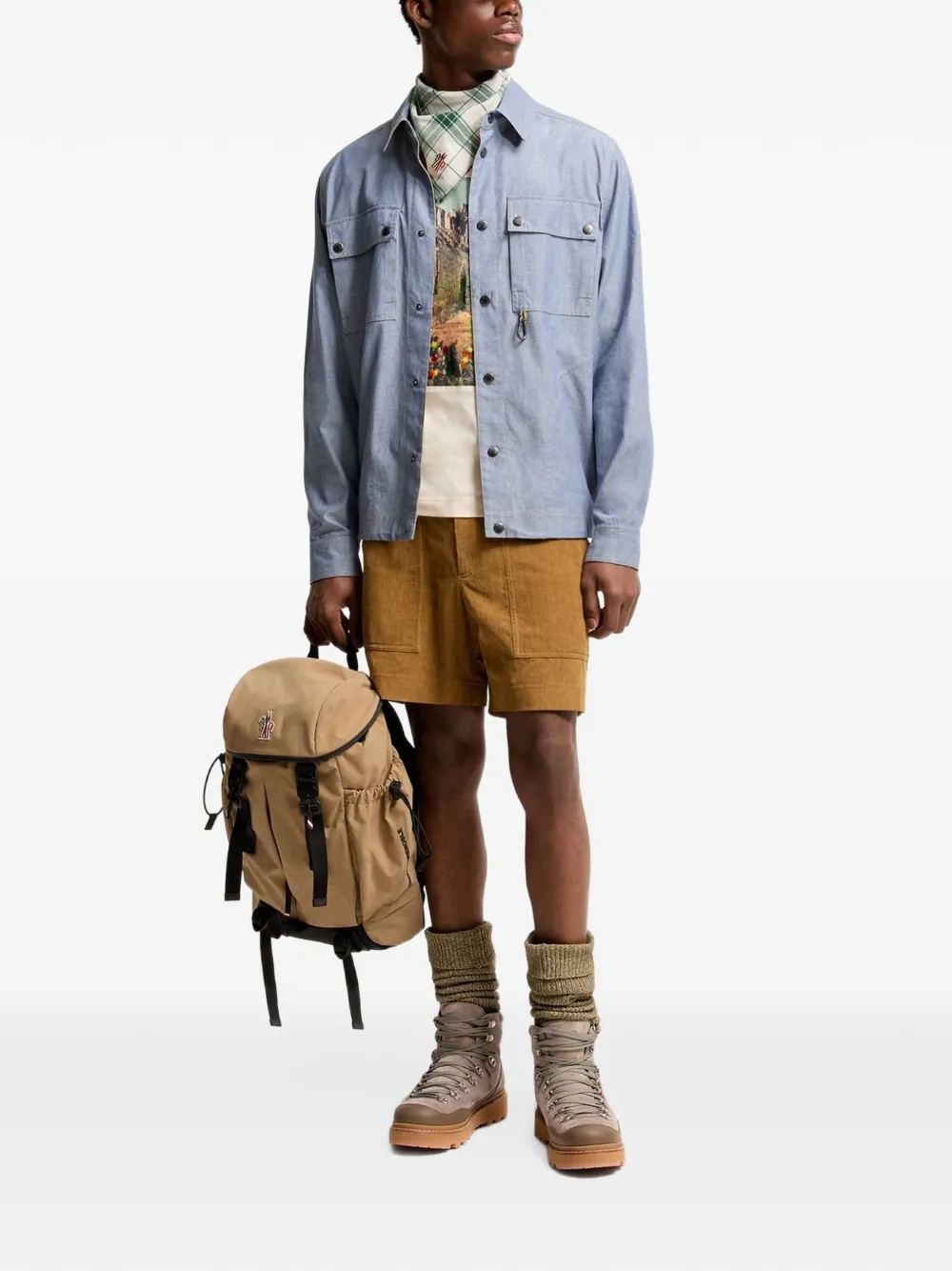 Moncler Grenoble Chambray overhemd met lange mouwen Blauw