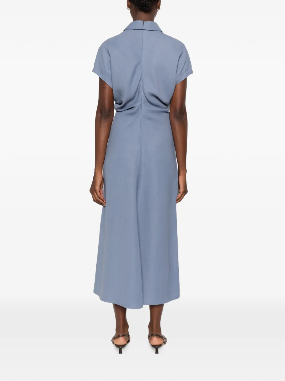 Brunello Cucinelli Midi-jurk met gesmockte taille Blauw