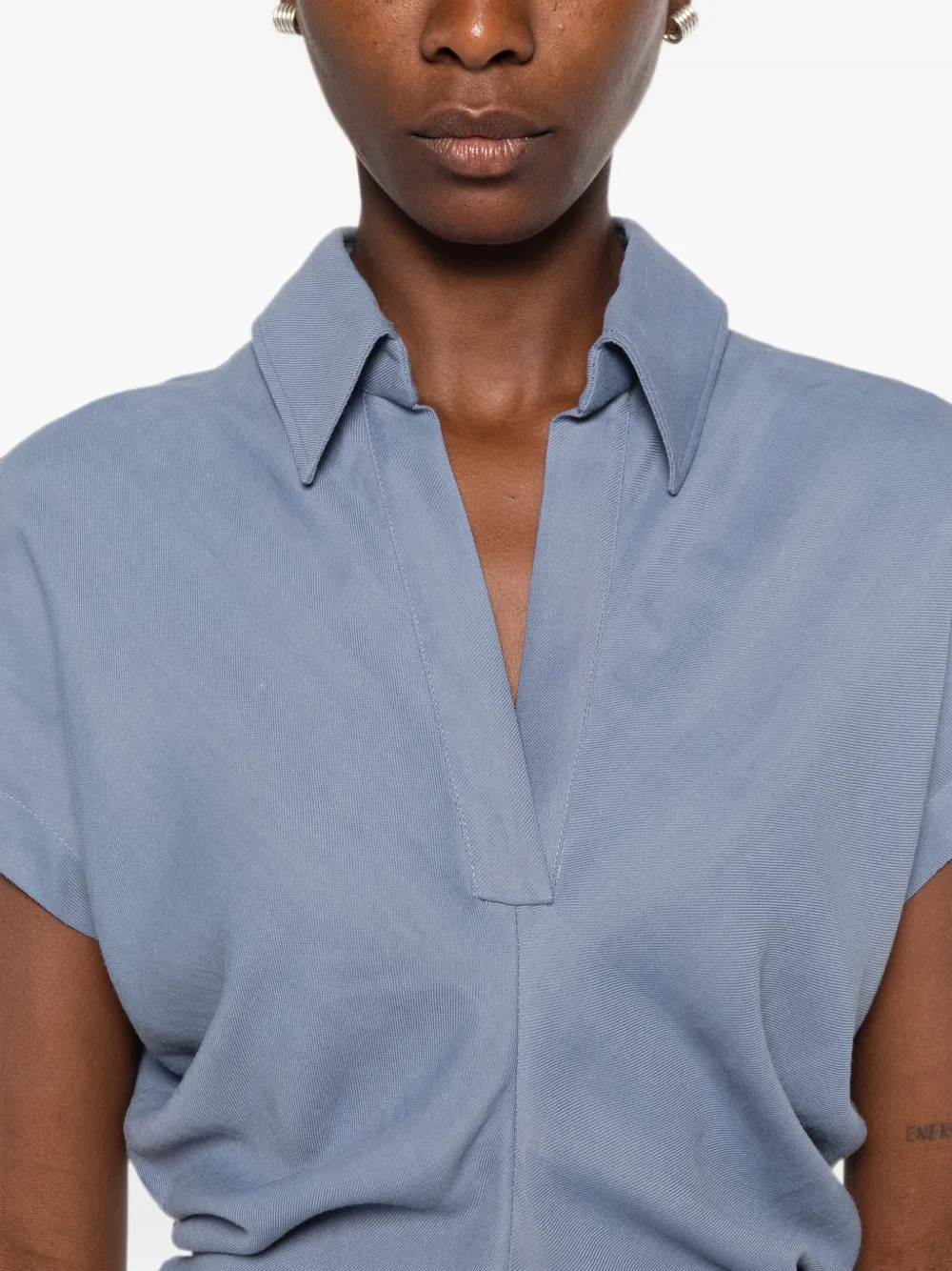 Brunello Cucinelli Midi-jurk met gesmockte taille Blauw