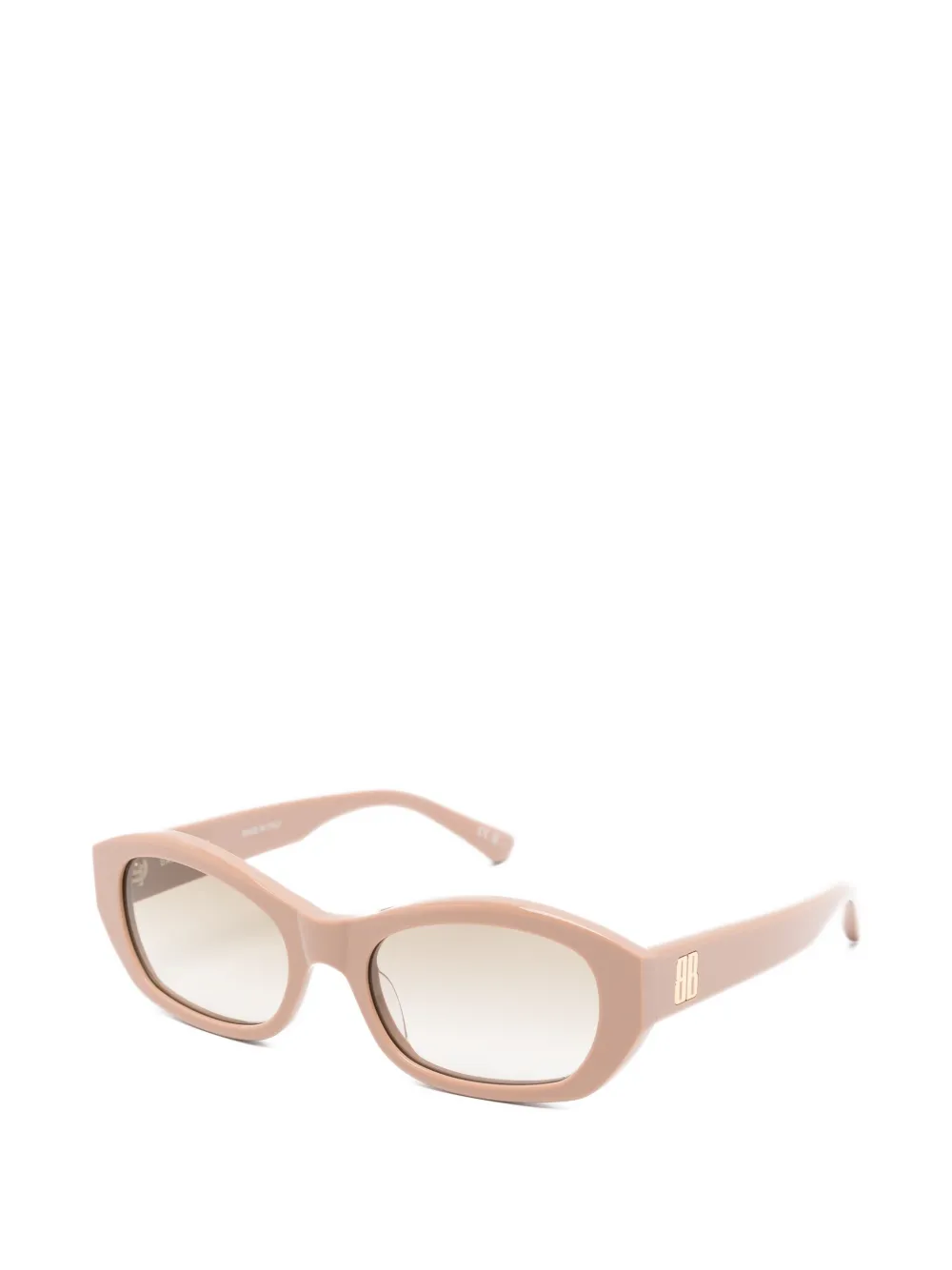  Balenciaga Eyewear Logo Oval-frame Sunglasses - Neutrals 