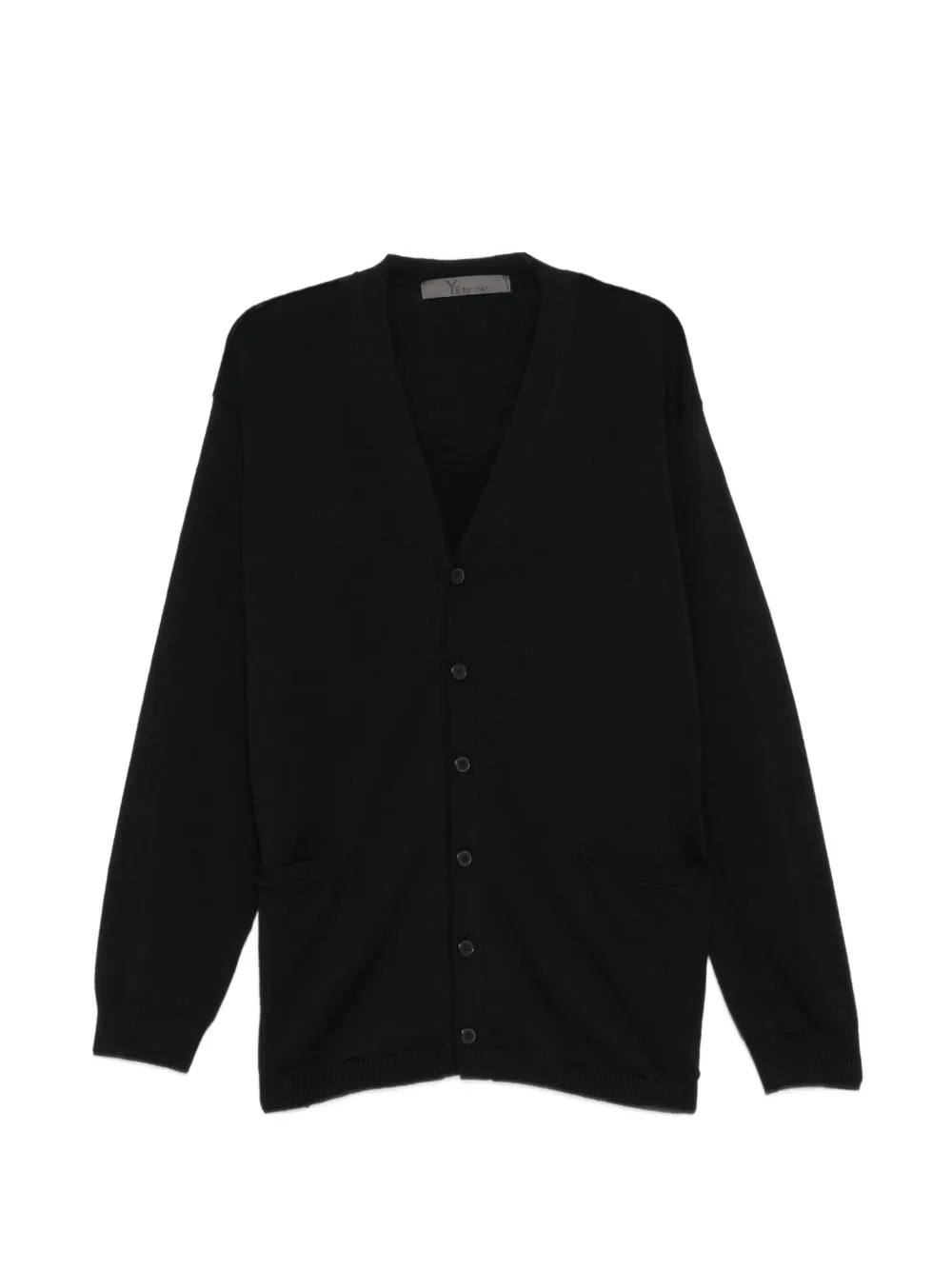 Y's V-neck Button-up Cardigan In Black