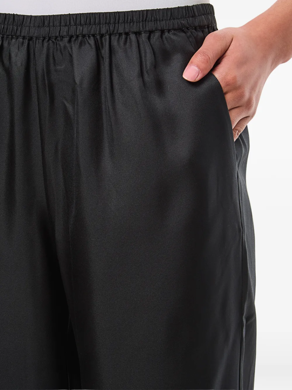 Elasticated-Waistband Straight Trousers