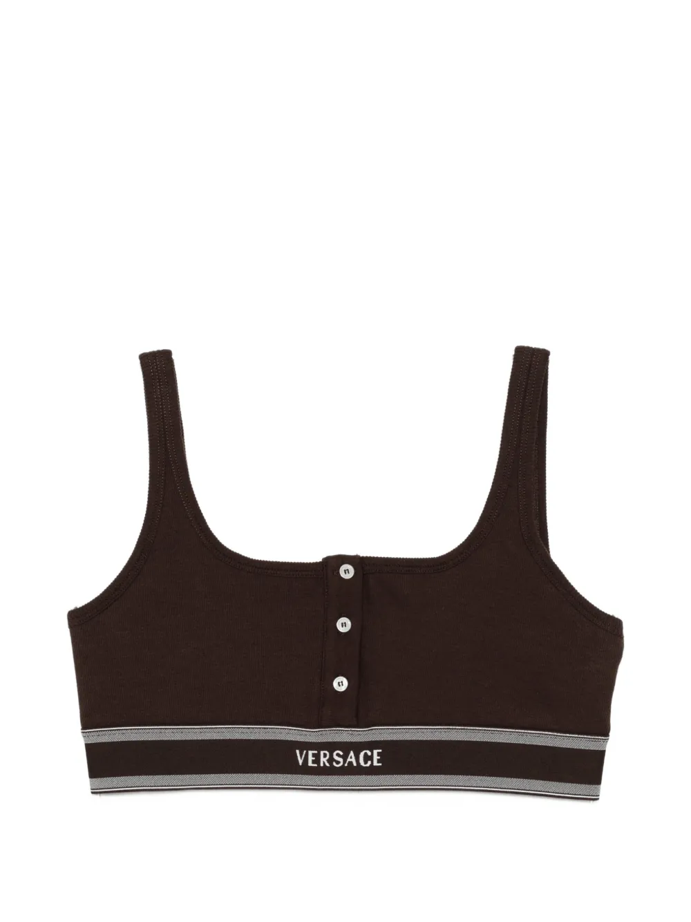 Versace logo-embroidered bra - Marrone