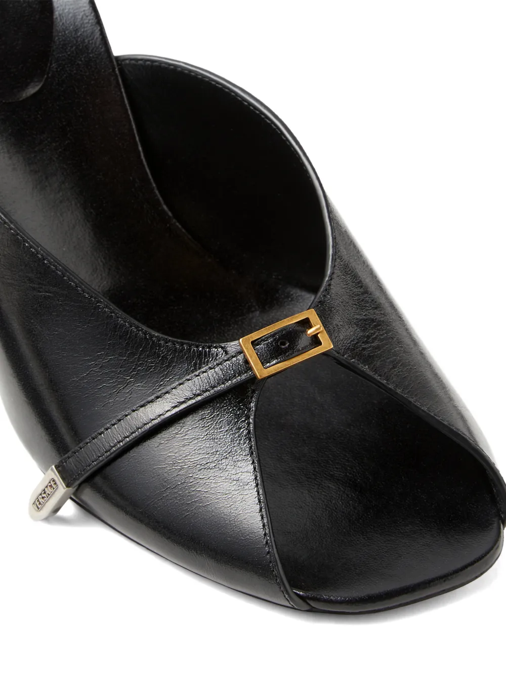 Versace Leren muiltjes met gesp Zwart