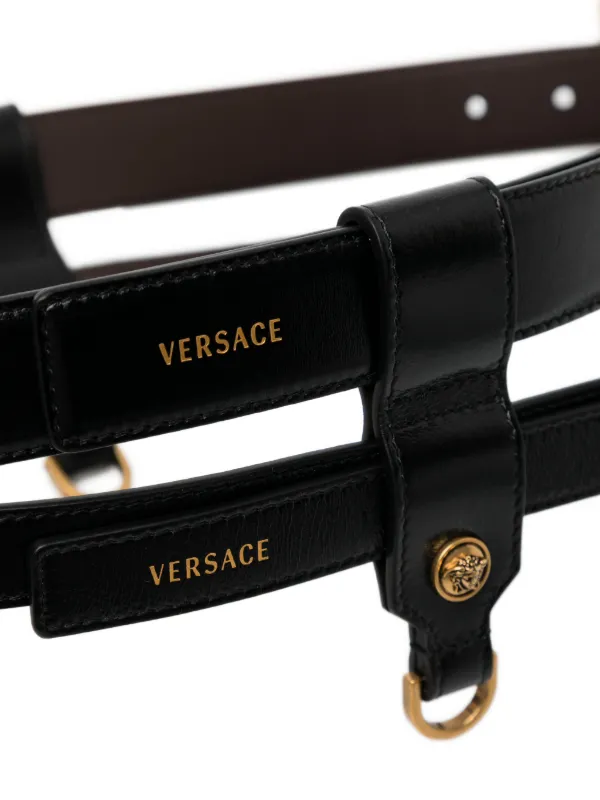Versace double-strap Leather Belt | Black | FARFETCH