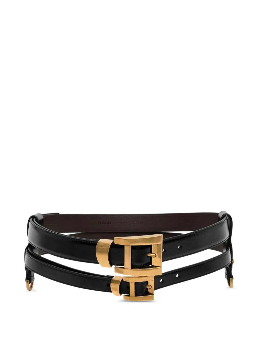 Versace double-strap leather belt - Nero