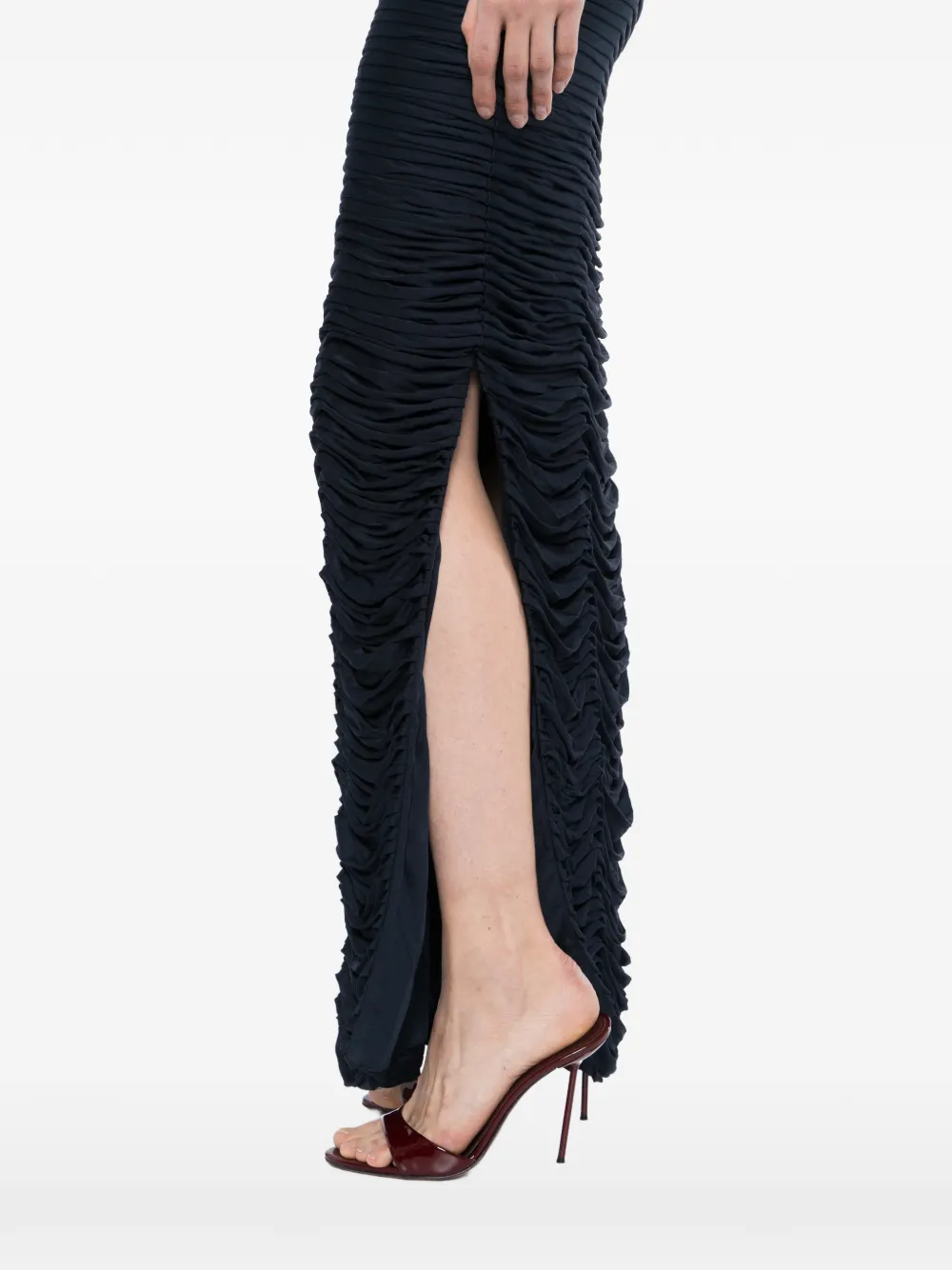 Versace Gedrapeerde zijden crêpe jersey jurk Blauw