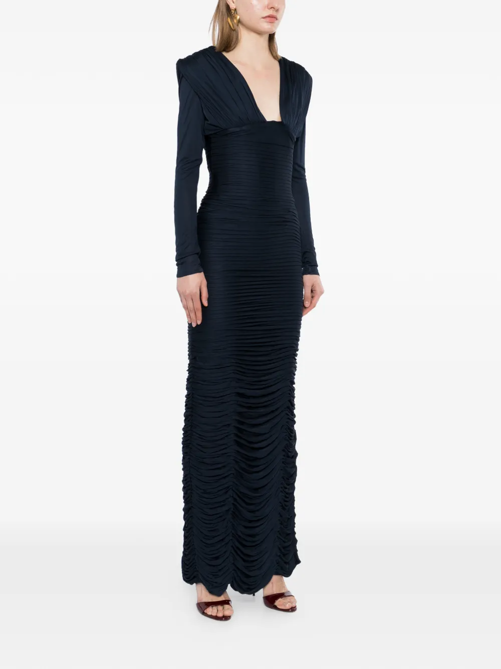 Versace Gedrapeerde zijden crêpe jersey jurk Blauw