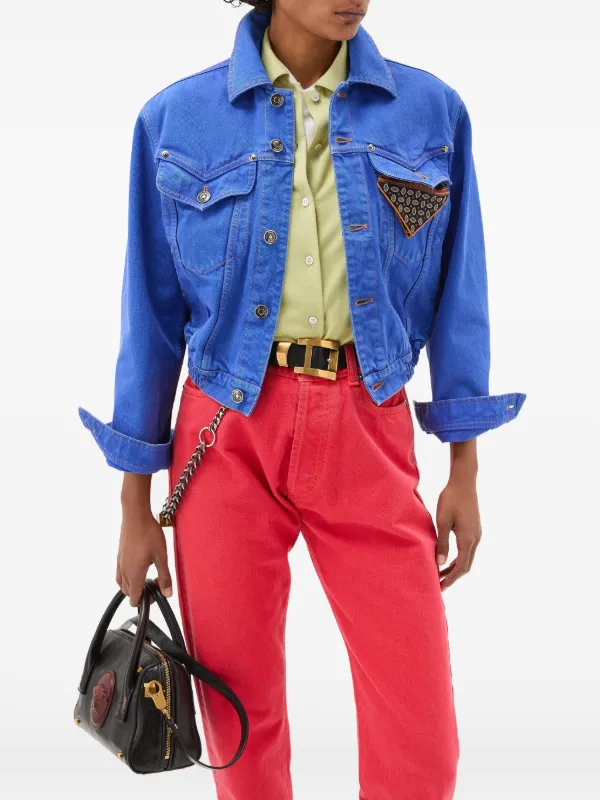 Versace クロップドジャケット | ブルー | FARFETCH JP