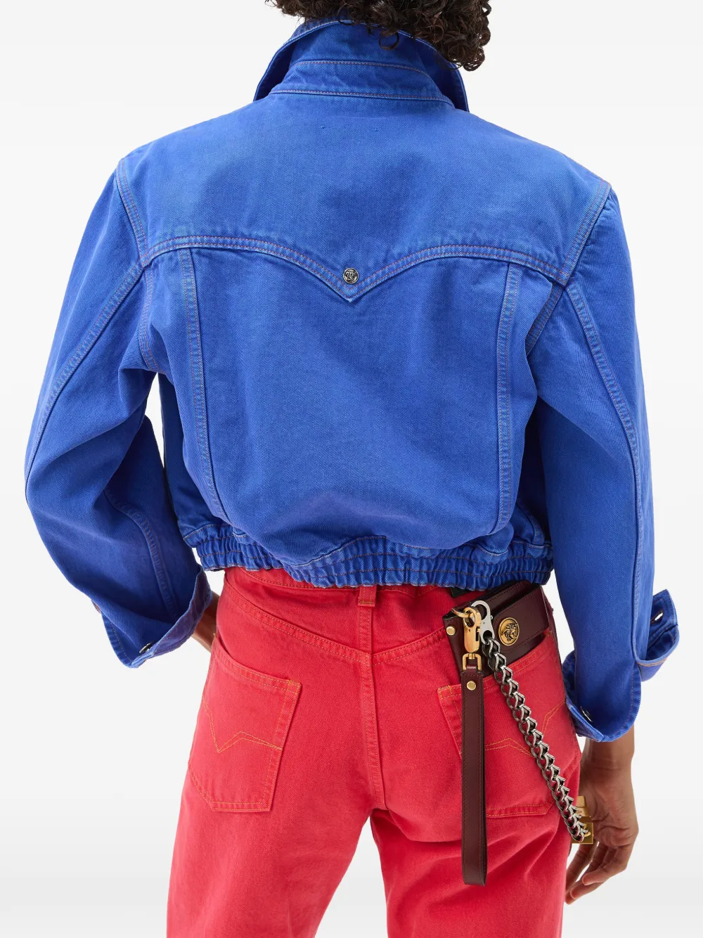  Versace Buttoned Crop Jacket - Blue 