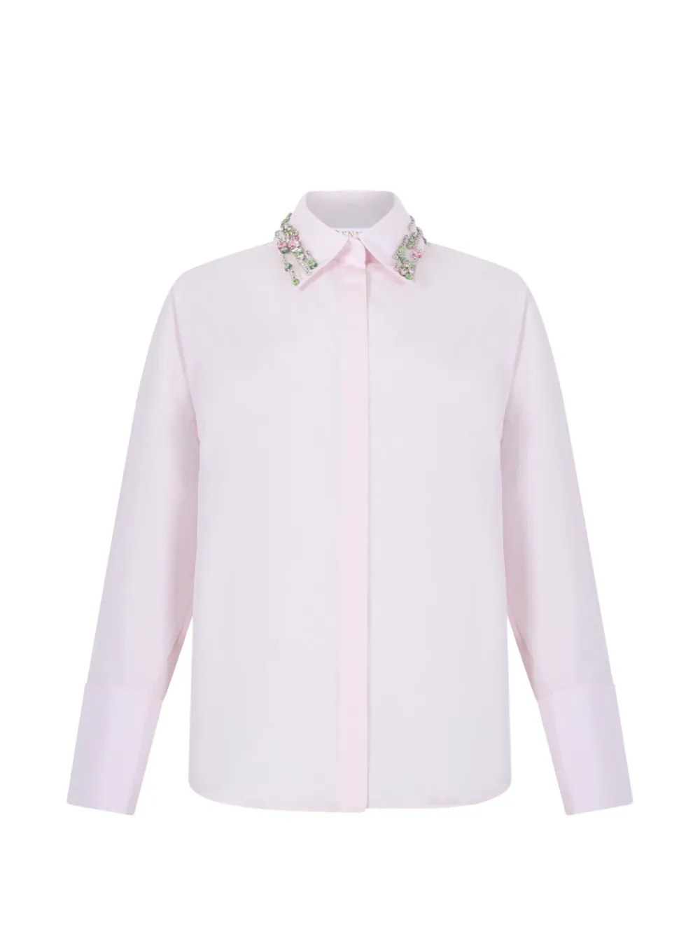 Genny crystal-embellished concealed-fastening shirt - Rosa