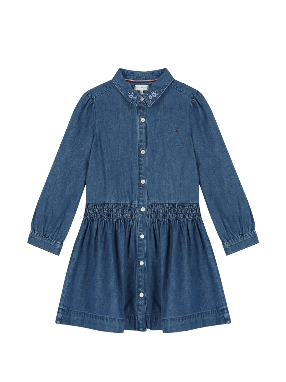 Tommy Hilfiger Junior Abito con ricamo a fiori - Blu