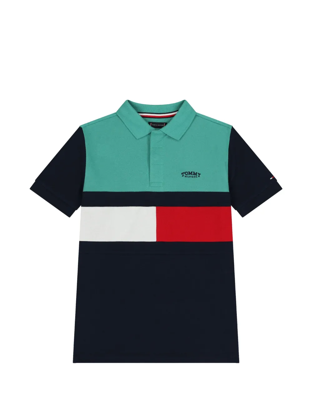 Tommy Hilfiger Junior Polo con design color-block - Blu
