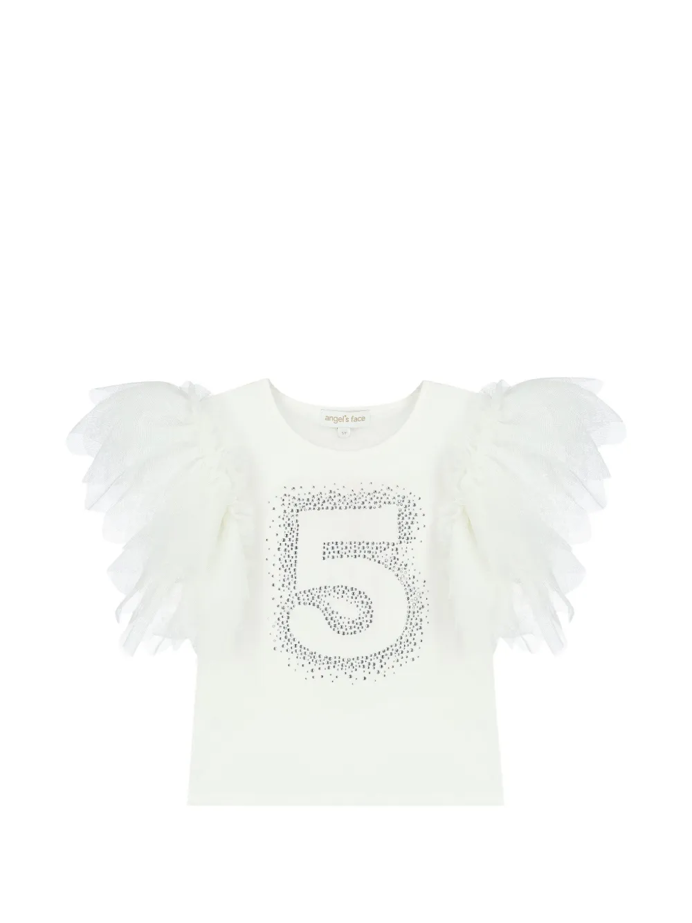 ANGEL'S FACE KIDS T-shirt 5th Birthday con ruches - Bianco