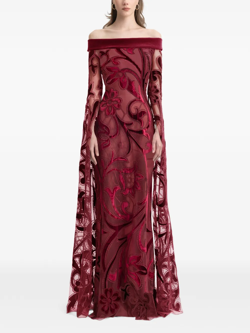 Gemy Maalouf Off-shoulder maxi-jurk Rood