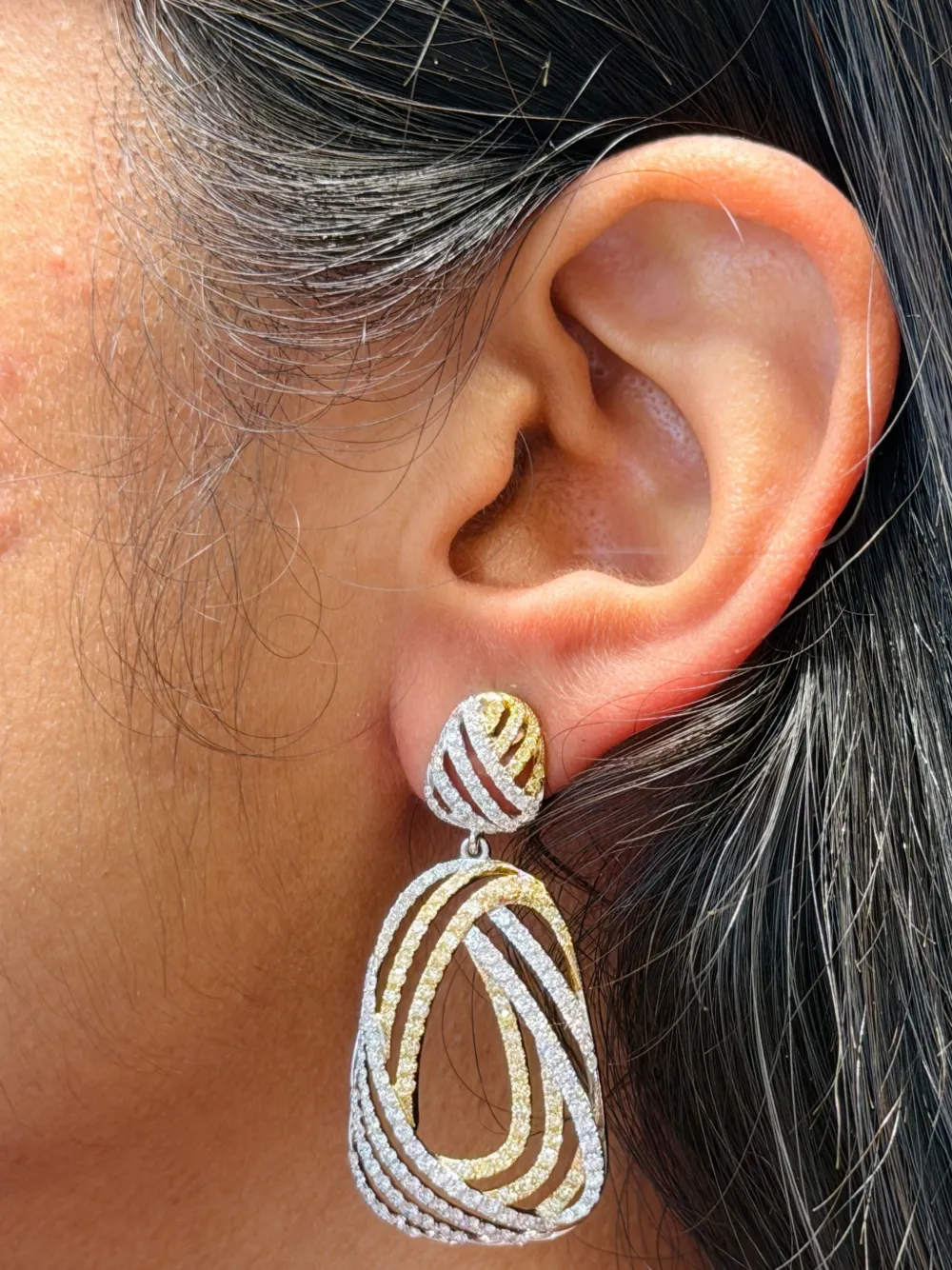  Hyt Jewelry Diamond Dangle Earrings - Yellow 
