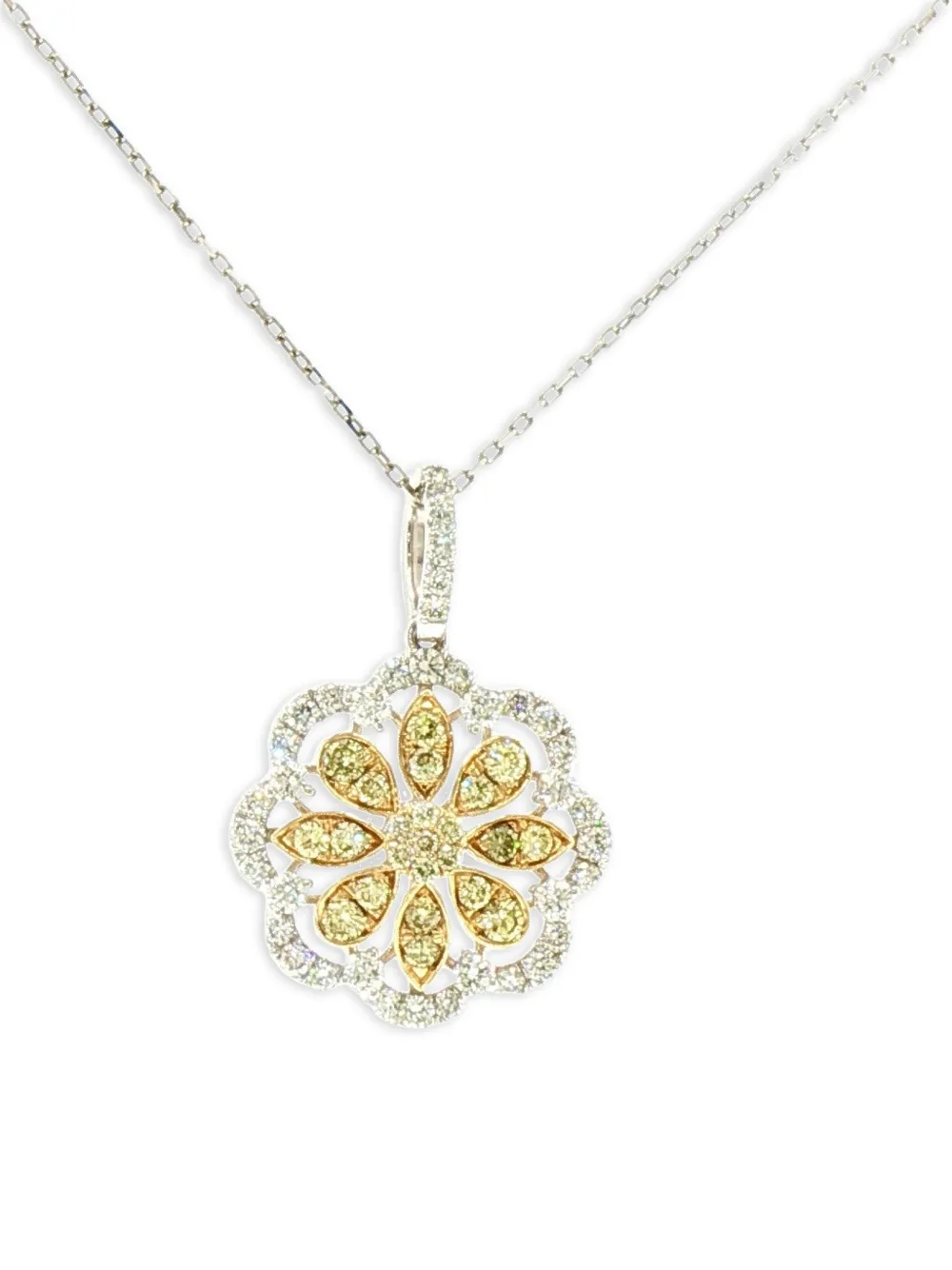 HYT Jewelry floral-pendant diamond necklace - Giallo