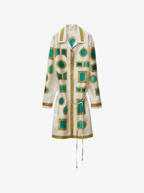 Versace printed silk twill mini shirt dress