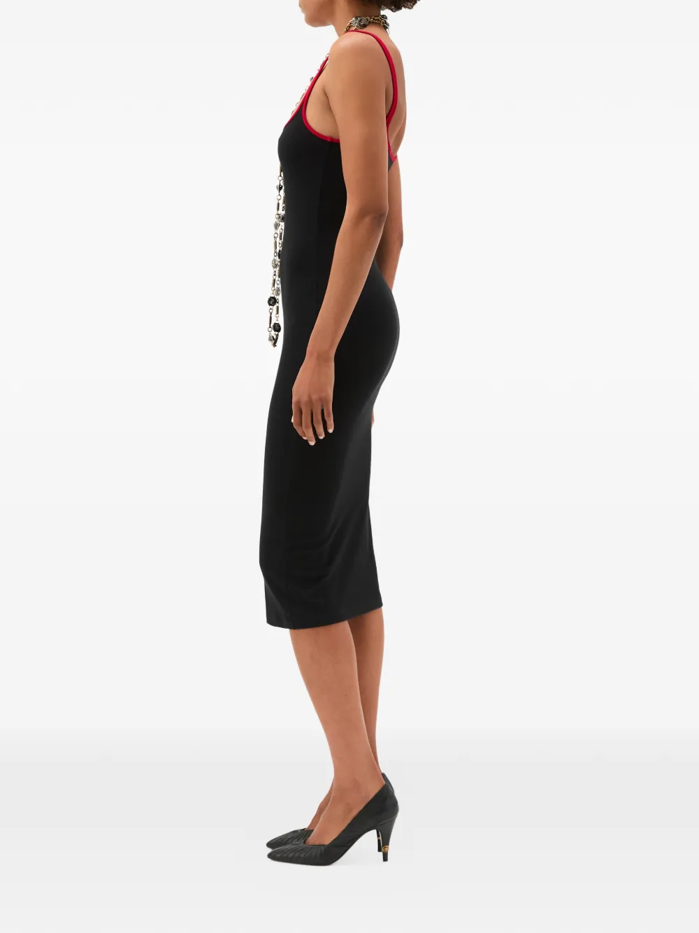 Versace Midi-jurk met geborduurd logo Zwart