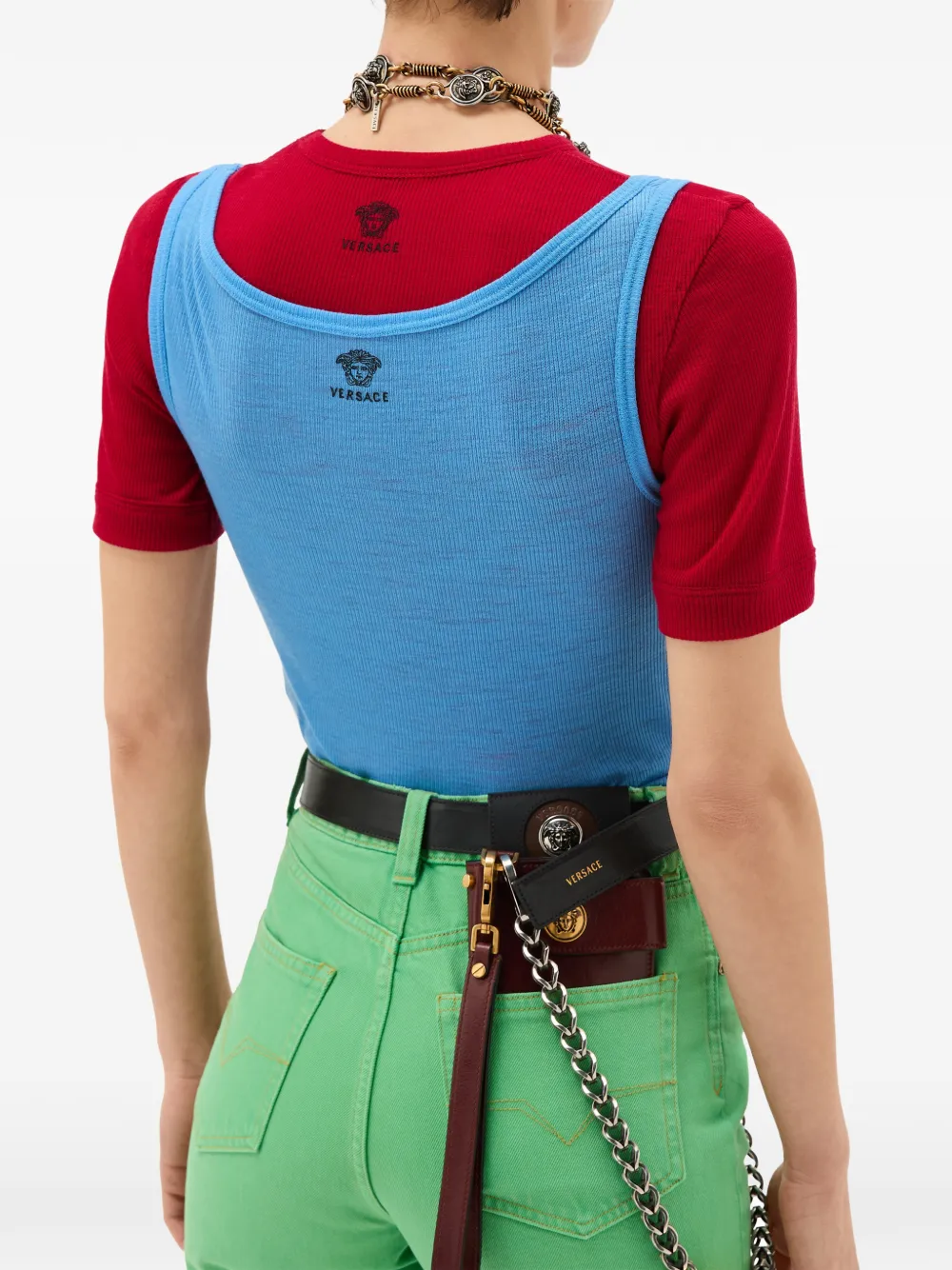 Versace Ribbed Top - Blue 