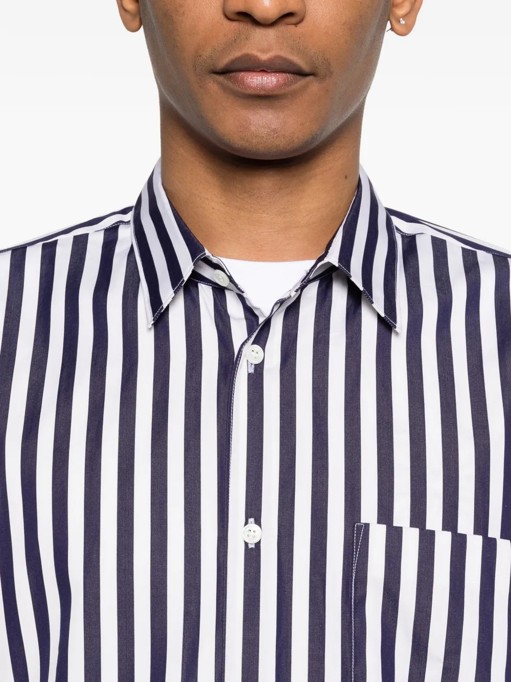 Comme Des Garçons Shirt Gestreept shirt met zak Blauw