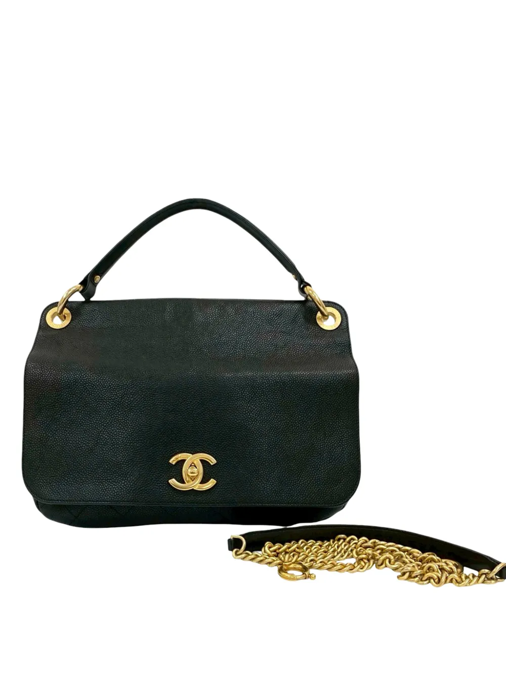 CHANEL Pre-Owned 2016-2017 CC Caviar Top Handle Flap satchel - Nero