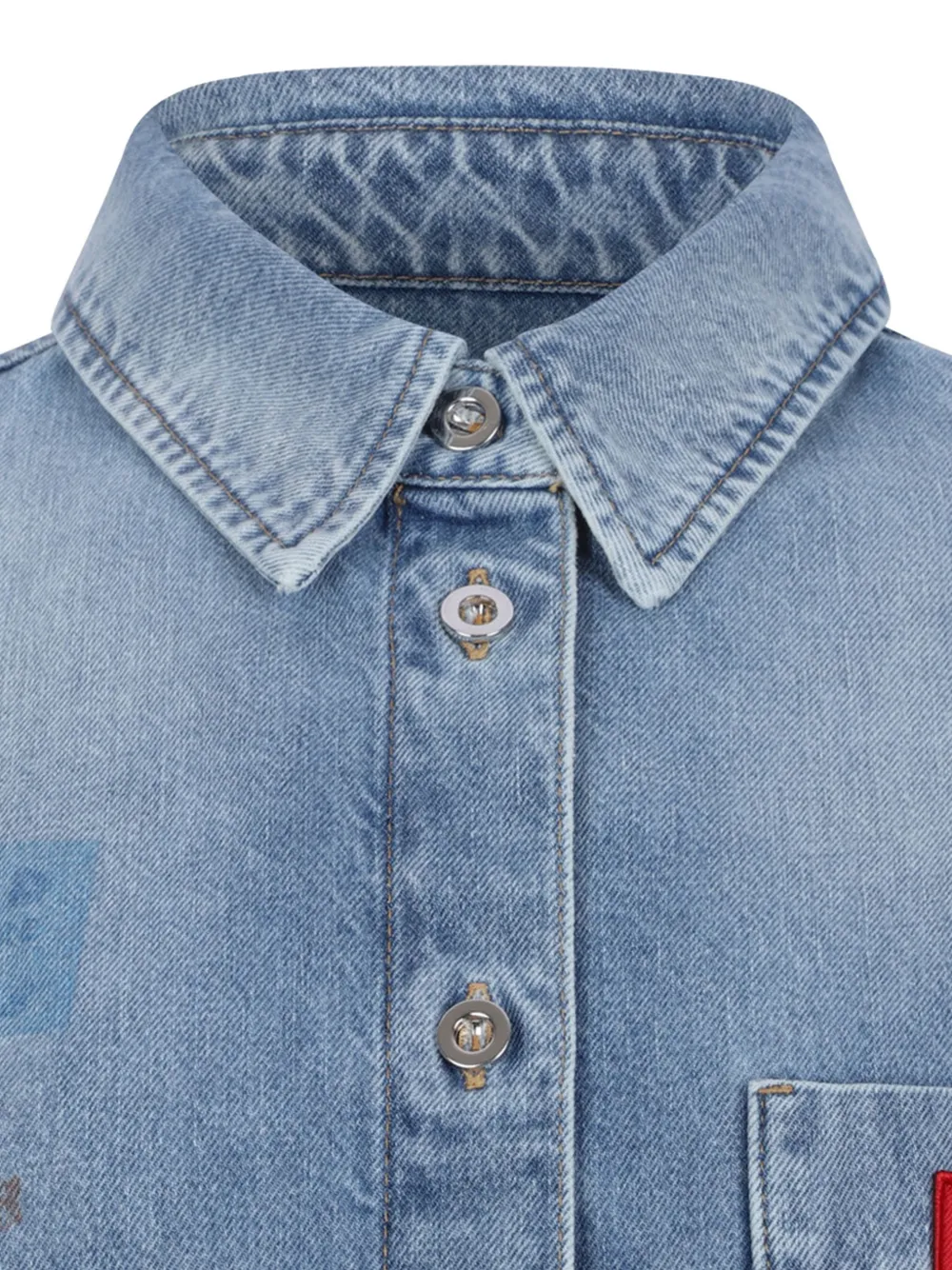 Closed Overhemd met logopatch en knopen Blauw