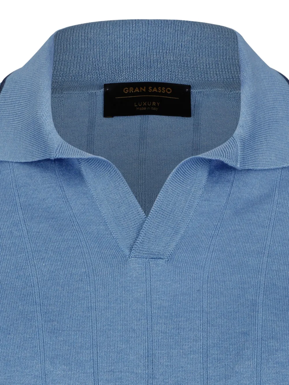 Gran Sasso Geribbeld T-shirt met V-hals Blauw