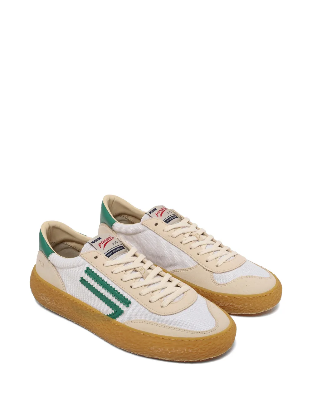 Puraai Polly logo-stripe sneakers Beige