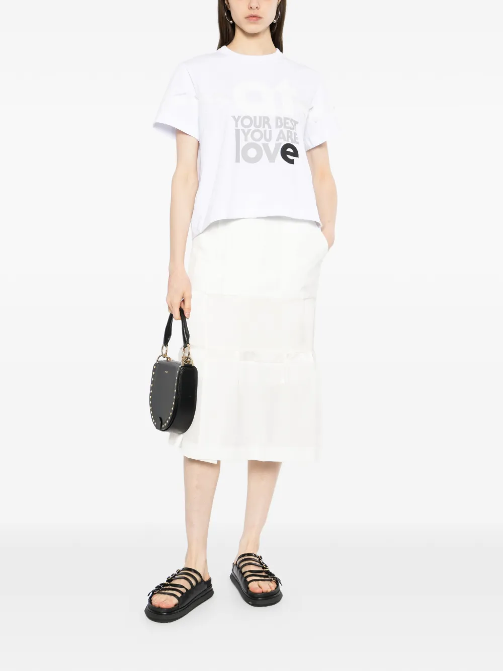 sacai Katoenen T-shirt met grafische print Wit