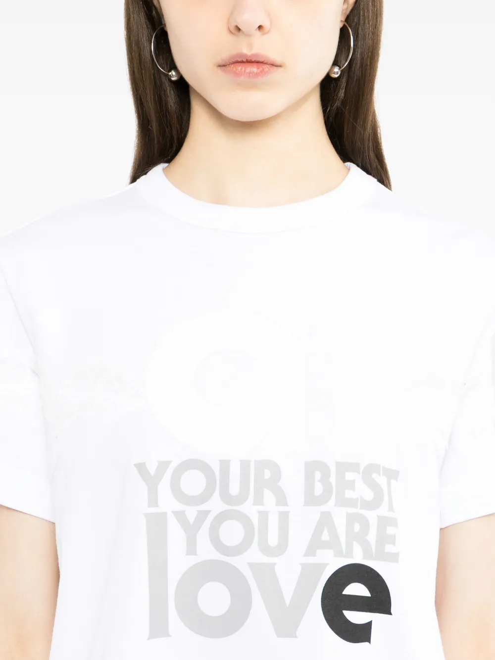 sacai Katoenen T-shirt met grafische print Wit