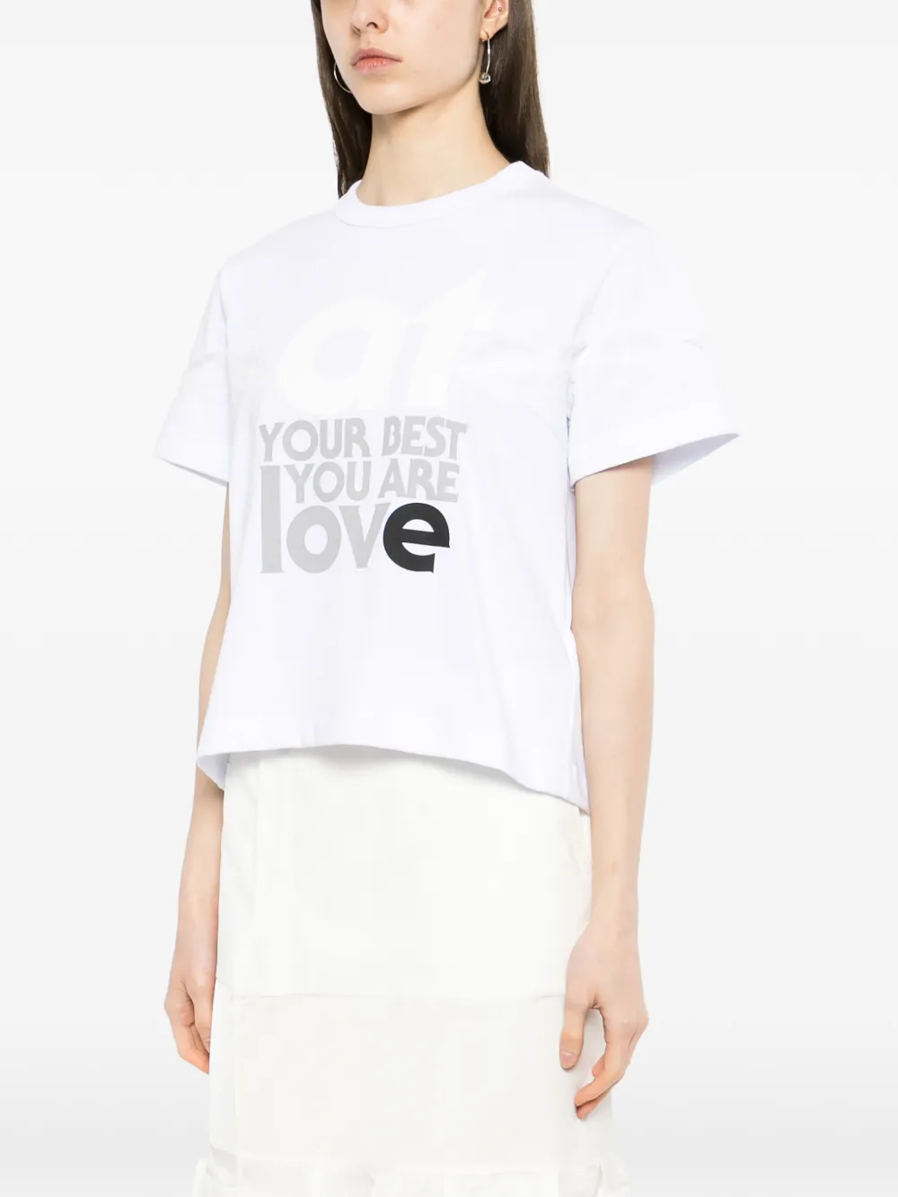 sacai Katoenen T-shirt met grafische print Wit