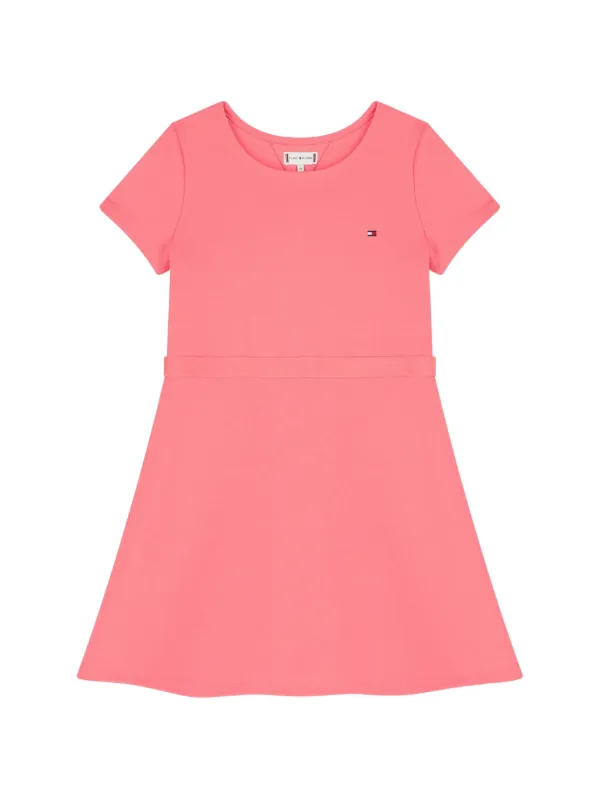short pink skater dress ASOS LUXE puff sleeve corseted mini skater dress in light pink