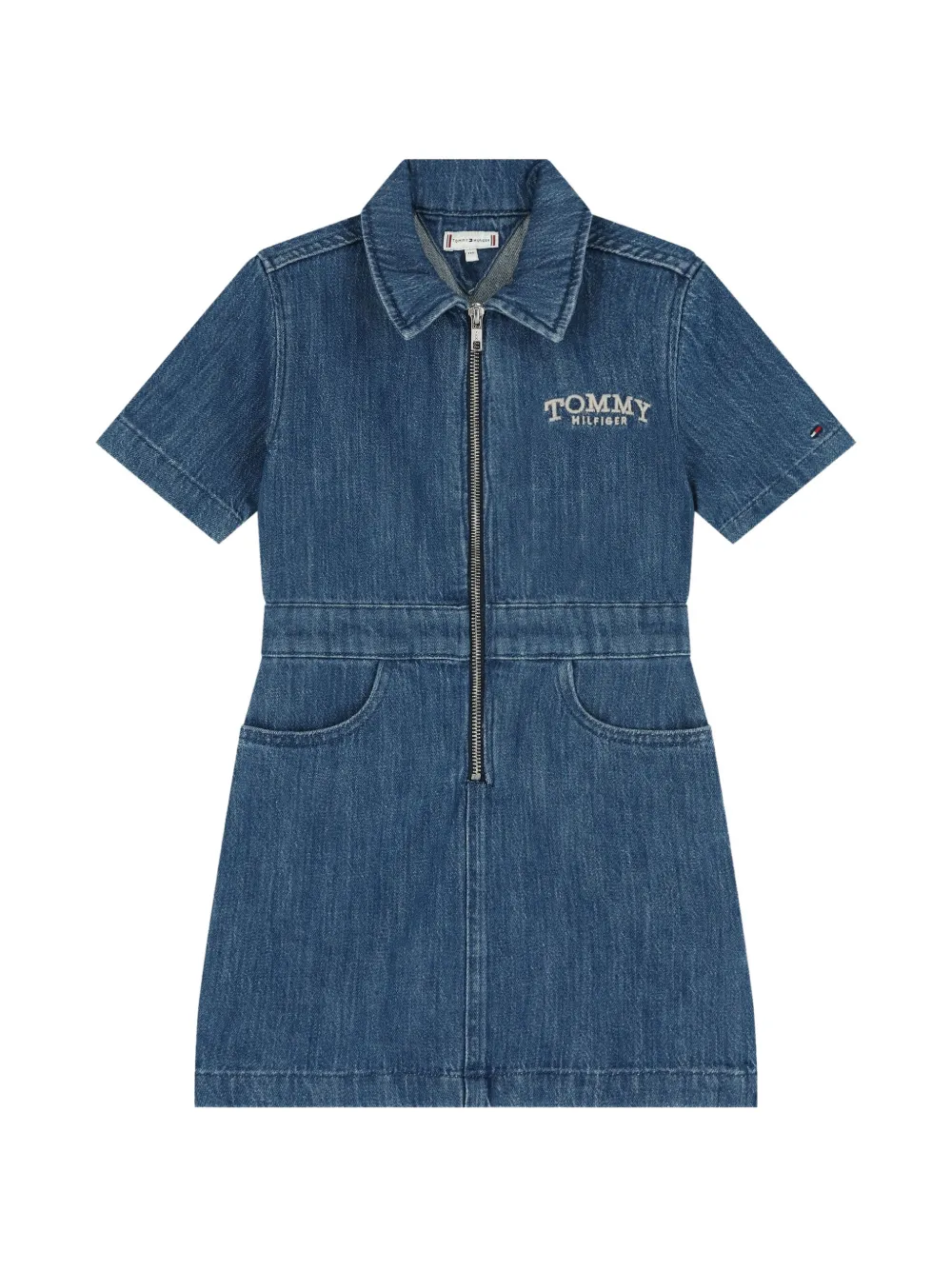 Tommy Hilfiger Junior Abito denim con logo ricamato - Blu
