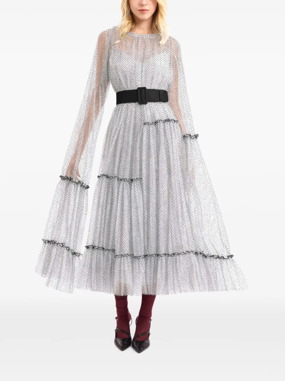 Gemy Maalouf polka-dot tiered dress