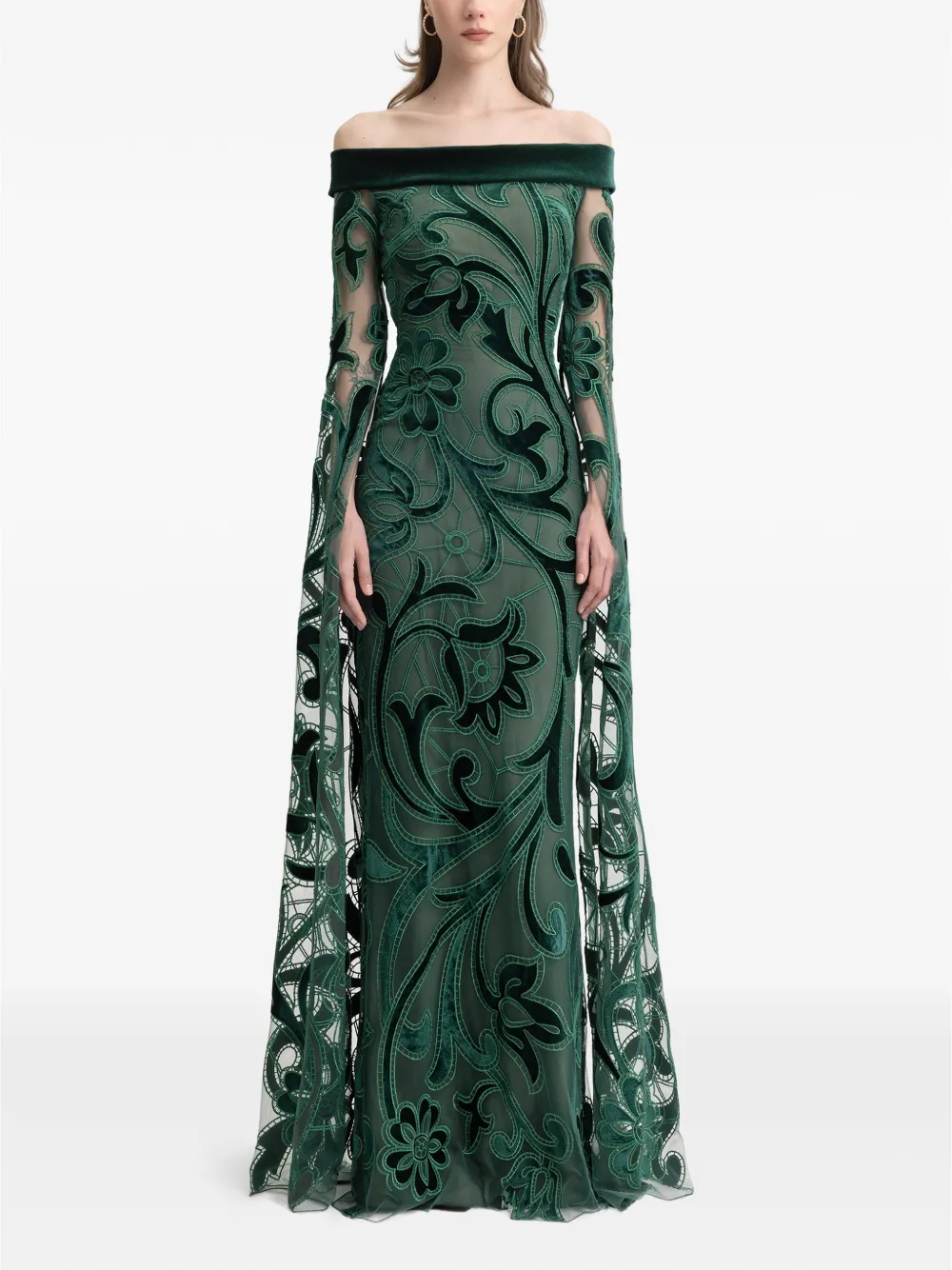 Gemy Maalouf Off-shoulder maxi-jurk Groen