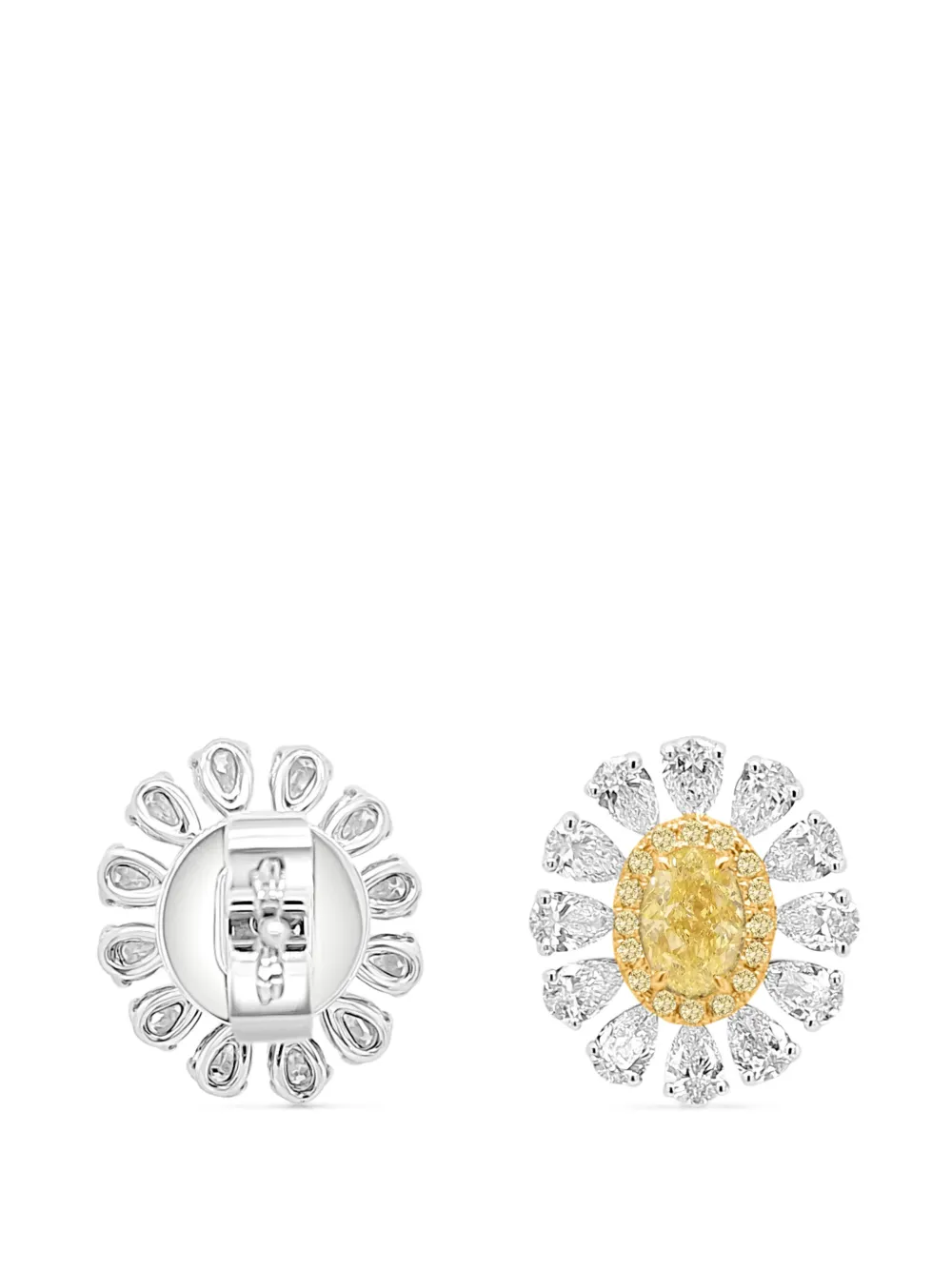  Hyt Jewelry Pendientes Con Motivo Floral Y Diamantes - Plateado 