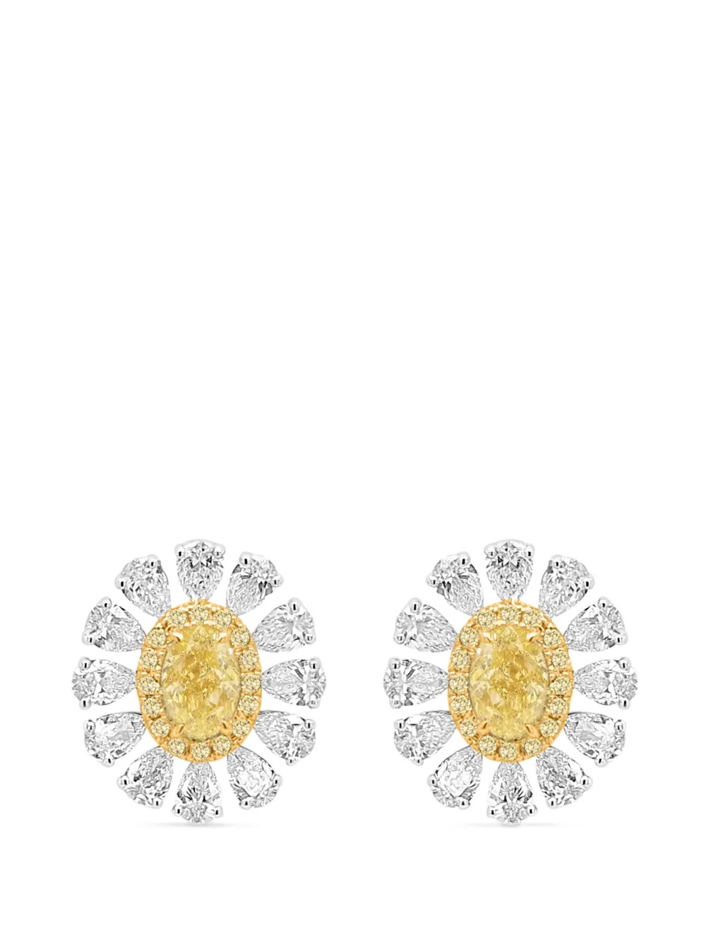 HYT Jewelry floral-motif diamond earrings - Argento