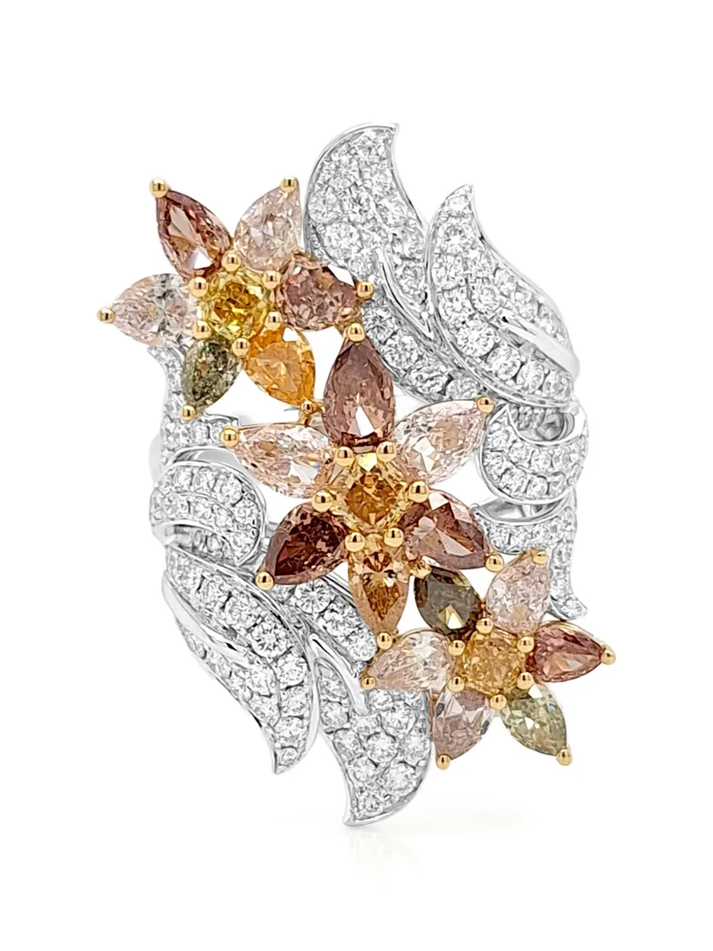 HYT Jewelry Anello a fiore con diamanti - Argento