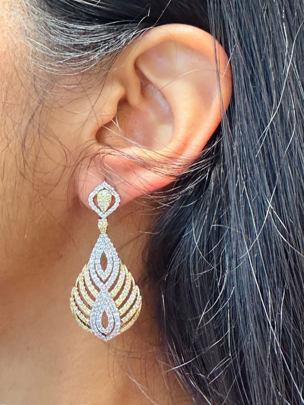  Hyt Jewelry Diamond Drop Earrings - Yellow 
