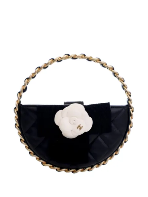CHANEL Pre-Owned 2021-2026 Mini Lambskin Round Camellia Clutch handbag