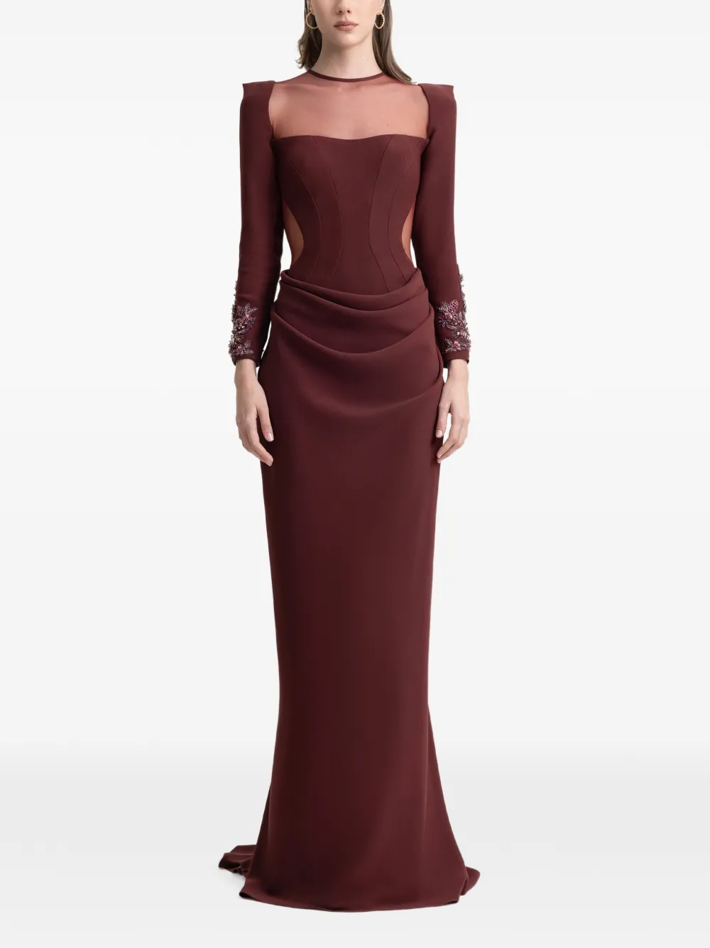 Gemy Maalouf Abito lungo con decorazione - Rosso