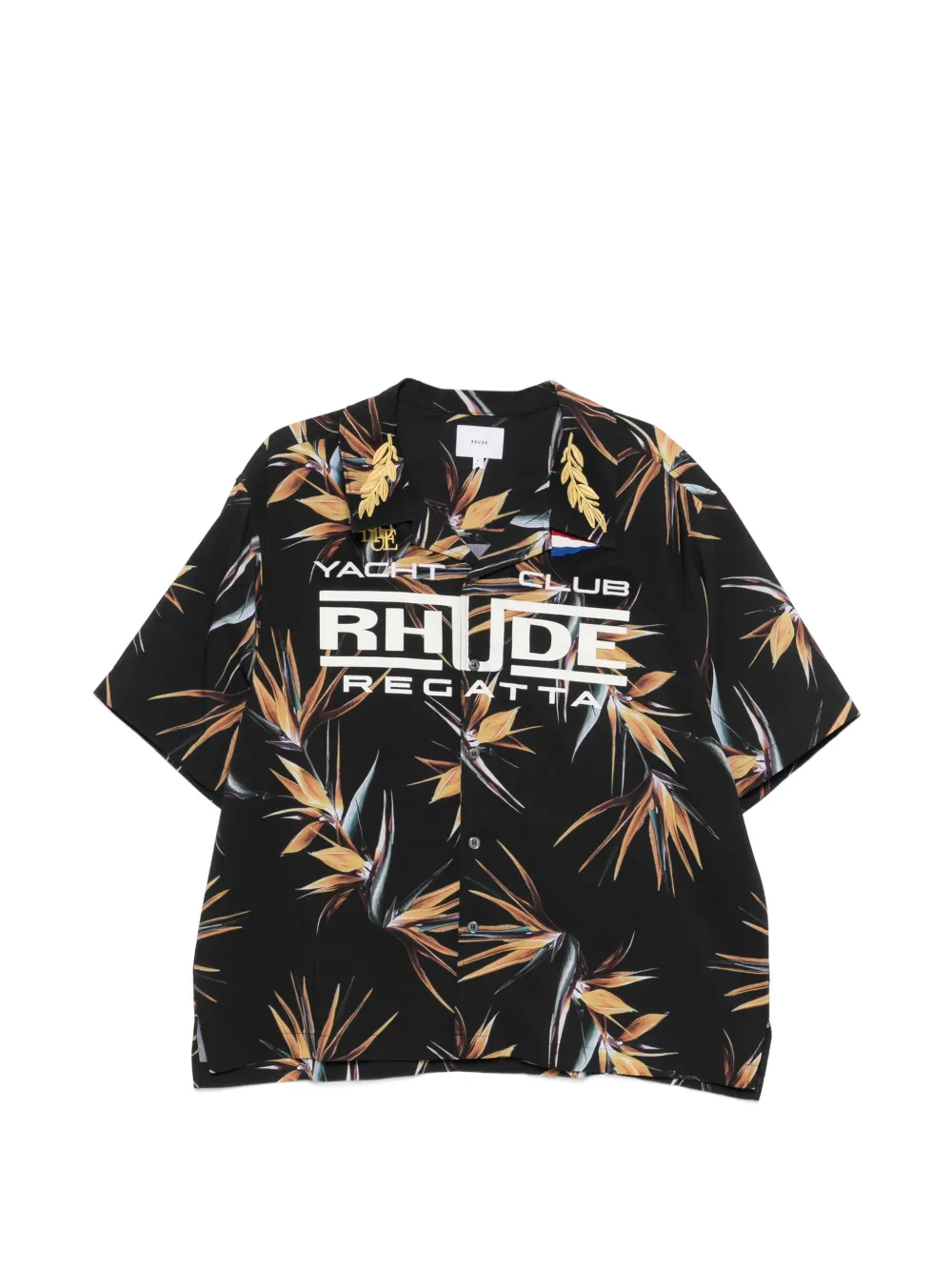 RHUDE Regatta Club floral-graphic shirt - Schwarz