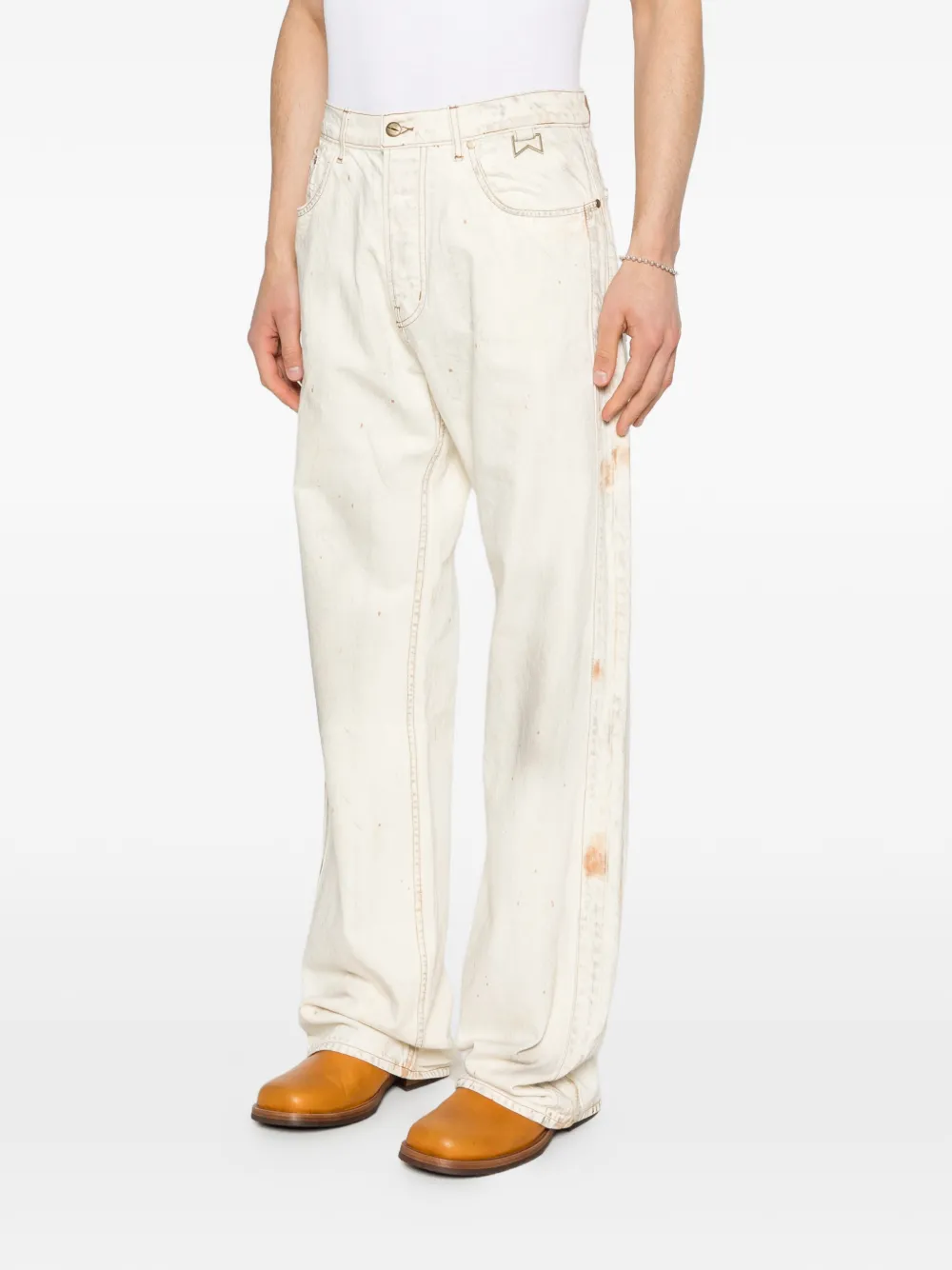  Rhude Distressed Straight Jeans - Neutrals 