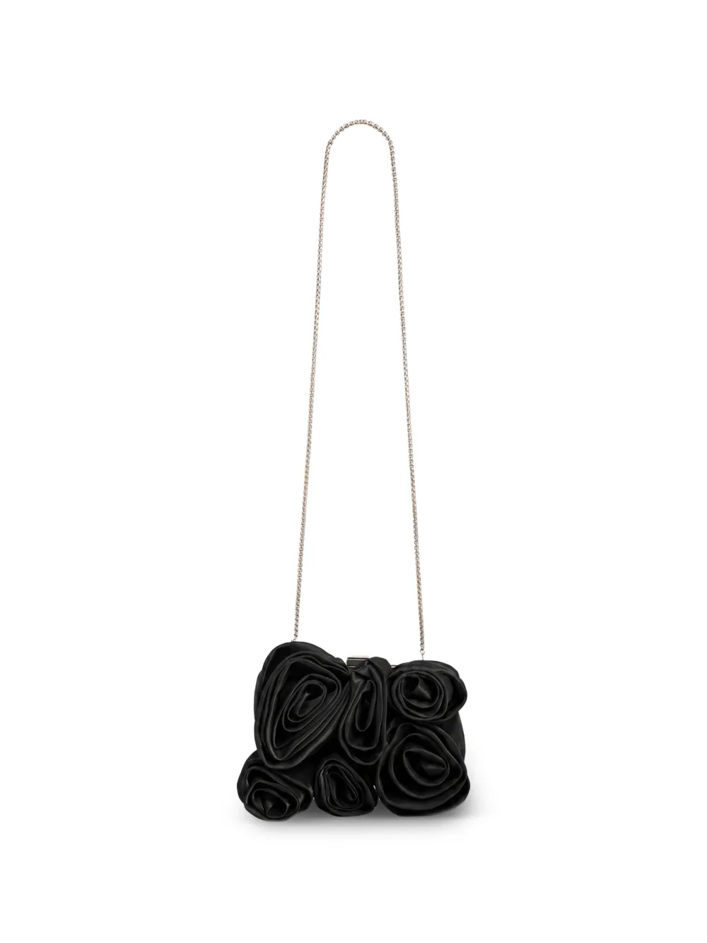 Gemy Maalouf floral-appliqué chain-strap clutch bag - Nero