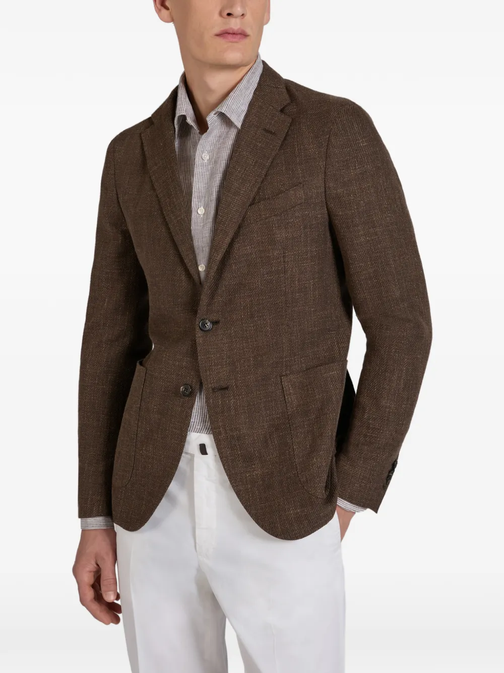  Incotex Mélange-effect Blazer - Brown 