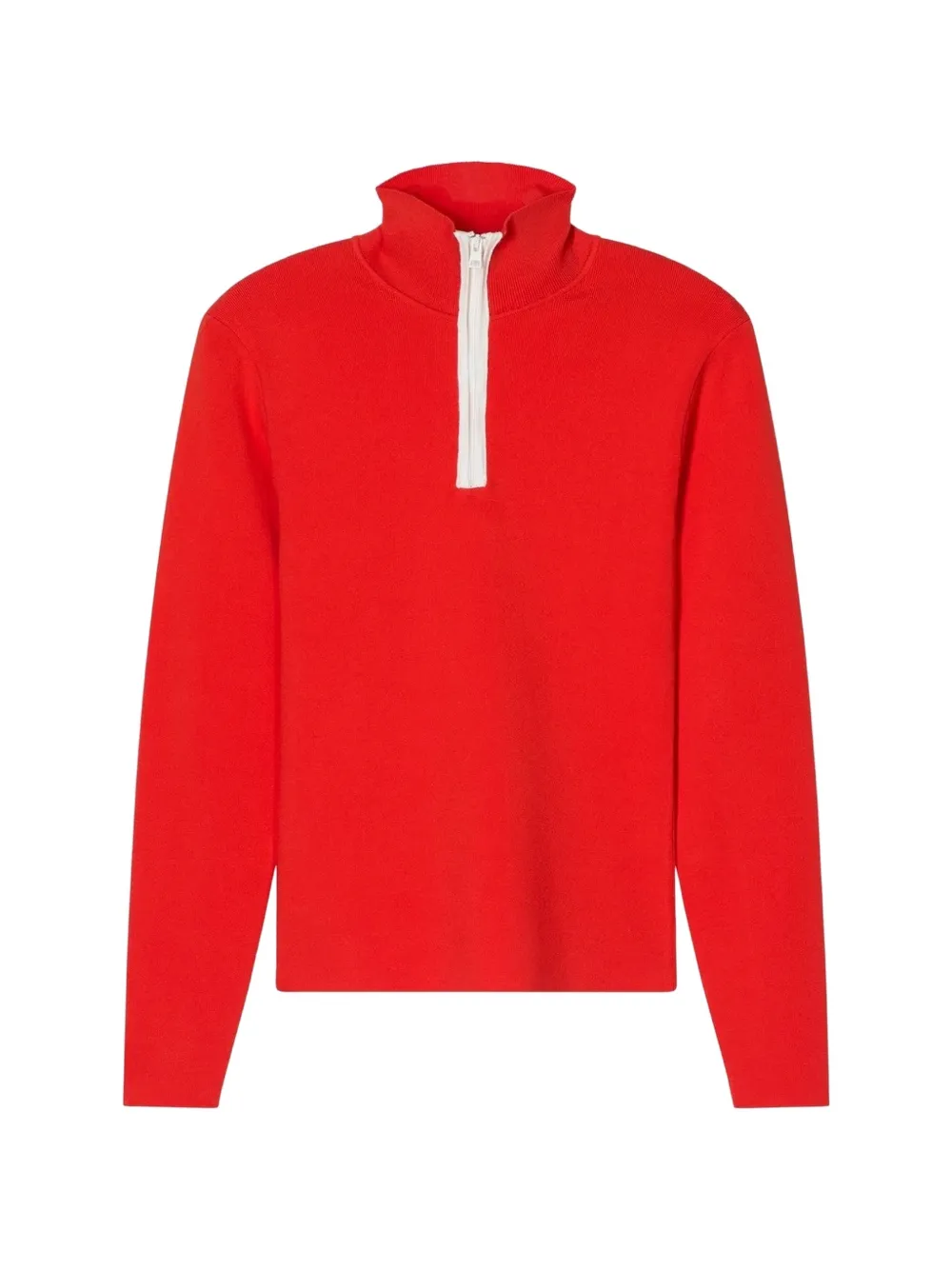 Closed half-zip long-sleeve sweater - Rosso