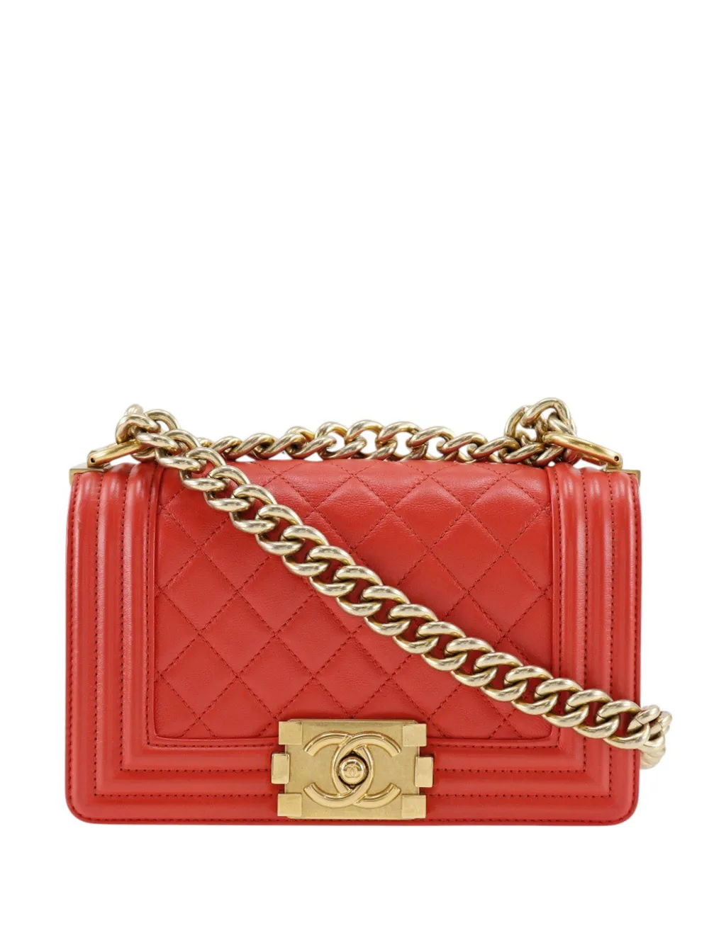 CHANEL Pre-Owned 2016-2017 Small Quilted Lambskin Boy Flap crossbody bag - Rosso