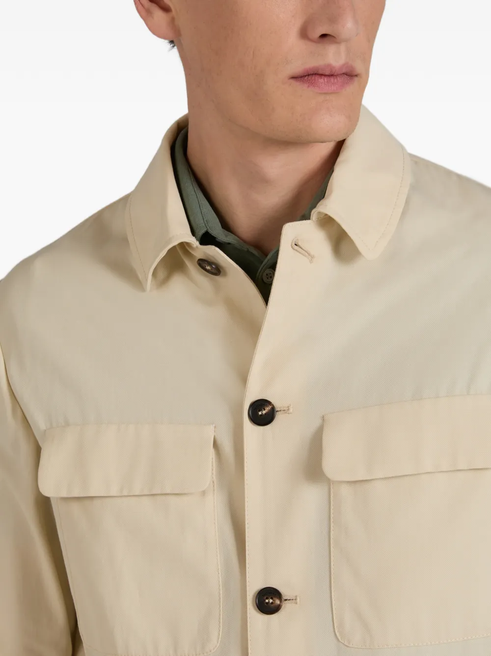 Incotex Shirtjack met klepzak Beige